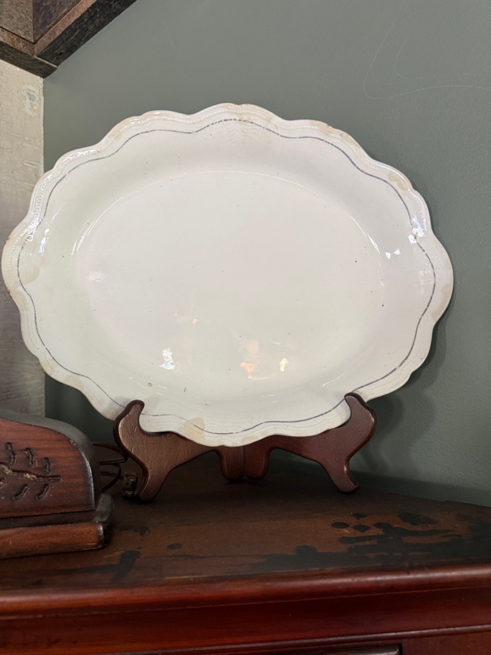 White Scalloped Ceramic Serving Platter